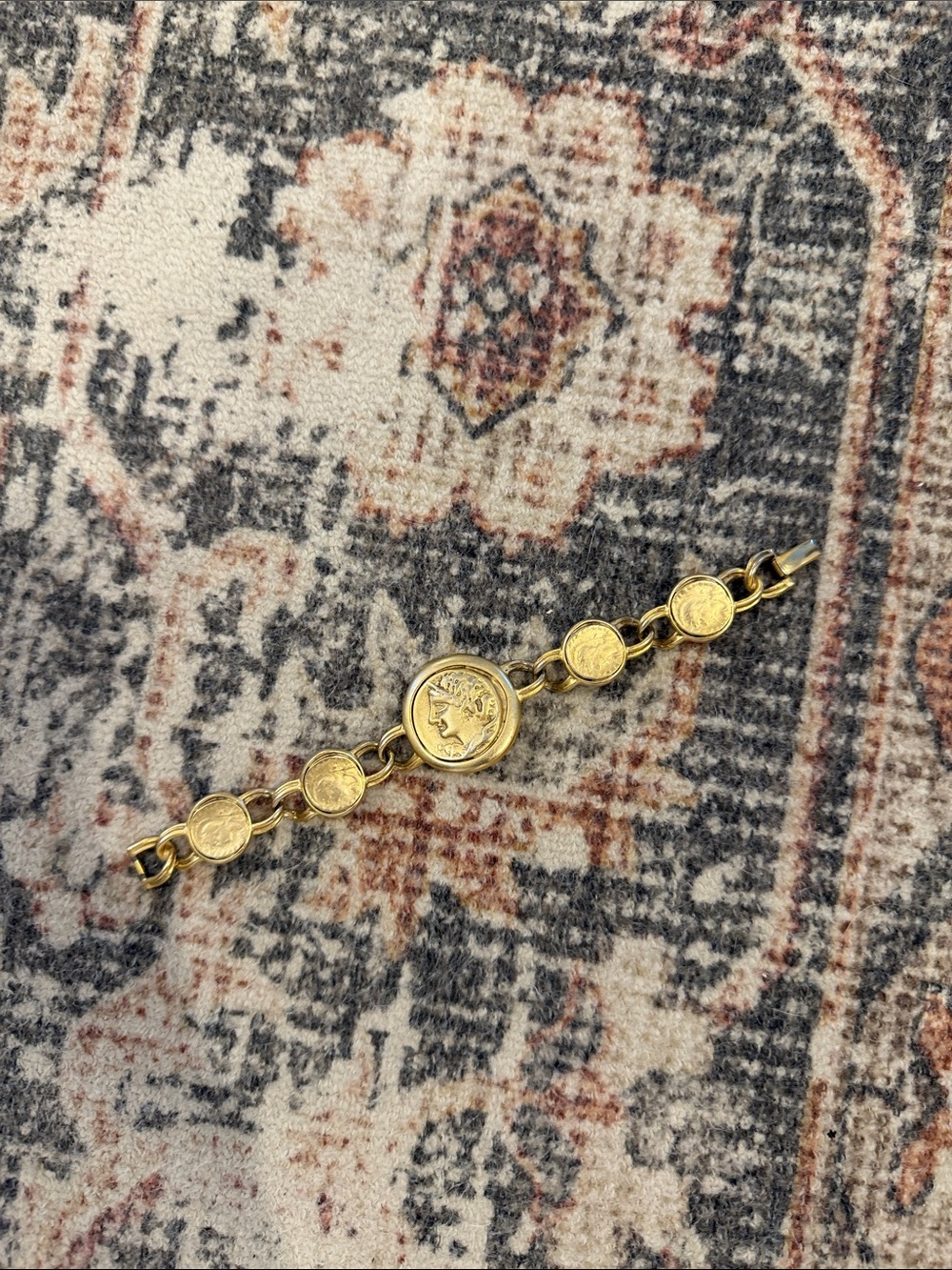 Vintage Faux Gold Coin Chain Bracelet